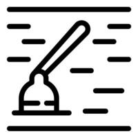 Toilet plunger unclogging blocked drain icon, plumbing work symbol vector