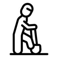 Gardener resting leaning on shovel after work in garden vector
