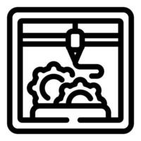 3d printer creating mechanical gears, innovative additive manufacturing technology vector