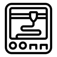 3d printer operating, creating an object layer by layer with buttons and display showing progress vector