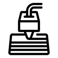 3d printer extruder creating object layer by layer, filament deposition for additive manufacturing vector