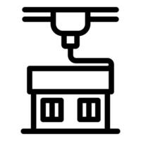 3d printer building a small house layer by layer, innovative construction technology vector