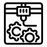 3d printer creating gears, innovative additive manufacturing technology vector