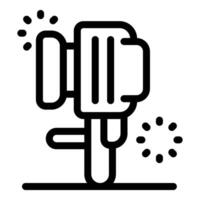 Jackhammer breaking ground with dust cloud, construction and demolition icon vector
