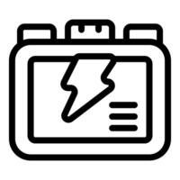 Power bank device showing lightning bolt and battery indicator symbol for charging status vector