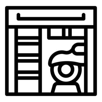 Car entering automated parking system with lifting platform and storage shelves vector