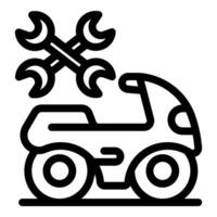 Crossed wrenches hovering over scooter for maintenance and repair vector