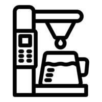Coffee machine pouring freshly brewed coffee into a cup, brewing process vector