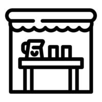 Outdoor food stall offering a selection of beverages and snacks vector