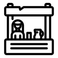 Street vendor selling drinks at marketplace stall vector