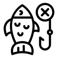 Fish refusing fishing hook representing anti phishing concept vector