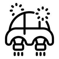 Futuristic flying car hovering with blasts and sparks vector