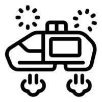Futuristic self driving flying car hovering with smoke and stars representing speed and innovation vector