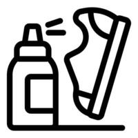 Spraying deodorant on sneaker to eliminate bad smell vector