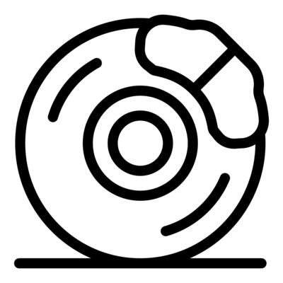 Brake pad pressing on disc brake rotor, stopping power in action
