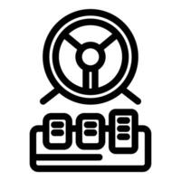 Game steering wheel connecting to pedal and driving simulator vector