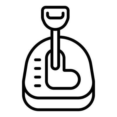 Car gear stick in reverse mode, driving and shifting icon
