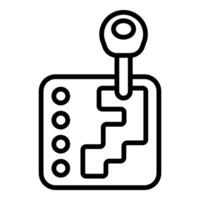 Gear stick showing first gear position with four forward gears and reverse vector