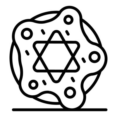 Round hamantaschen pastry showing star of david celebrating purim holiday