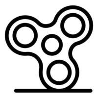 Hand spinner toy icon, rotating fidget spinner symbol outline style vector