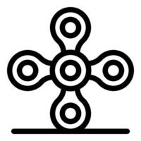 Hand spinner toy balancing on surface, simple line art icon vector