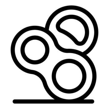 Hand spinner lying on a surface, simple black and white line drawing of a fidget toy vector