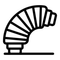 Flexible metal pipe connecting to a surface, industrial component vector