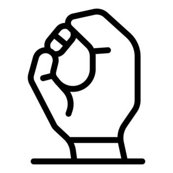 mano participación pequeño redondo objeto con líneas, sencillo negro y blanco icono vector