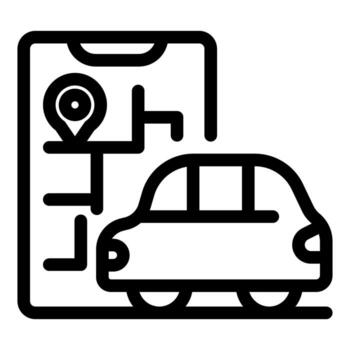 Car sharing app showing map with location pin and car icon vector