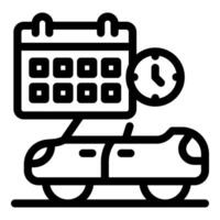 Car rental booking with calendar and clock icon showing scheduled pickup time vector