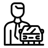 Car dealer showing new vehicle, promoting automotive sales and services vector
