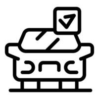 Checked car windshield passing quality control test vector
