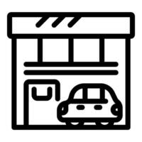 Car parking inside garage building with automatic door vector