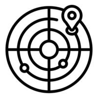 Radar detecting location icon showing tracking system vector