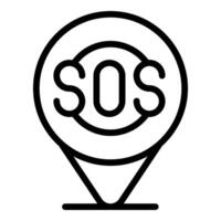 Emergency location showing sos signal inside pin icon vector