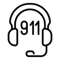 Headset showing 911 emergency number for calling help vector