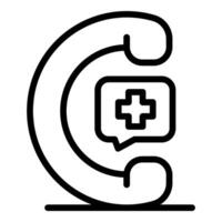 Phone receiving medical assistance request showing cross symbol inside speech bubble vector