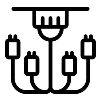 Chandelier connecting to ceiling wiring with multiple lightbulb sockets vector
