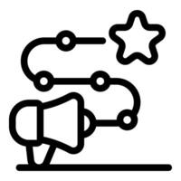 Marketing timeline leading to success with megaphone announcement and star icon vector