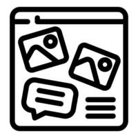 Webpage showing photo sharing and messaging interface vector