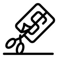 Scissors cutting credit card with dollar sign, bankruptcy and debt concept vector