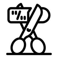Scissors cutting a discount card representing the end of sales and promotions vector