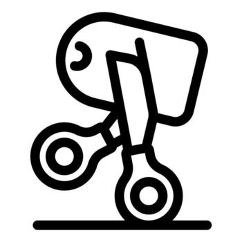 Delivery robot walking with scissors, autonomous package transportation vector