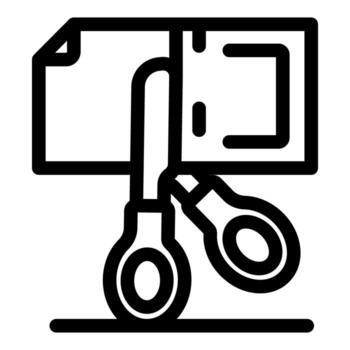 Scissors cutting a sheet of paper, crafting and precision vector