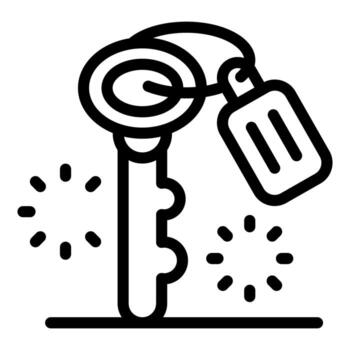 Key with key tag is shining, access and security concept vector