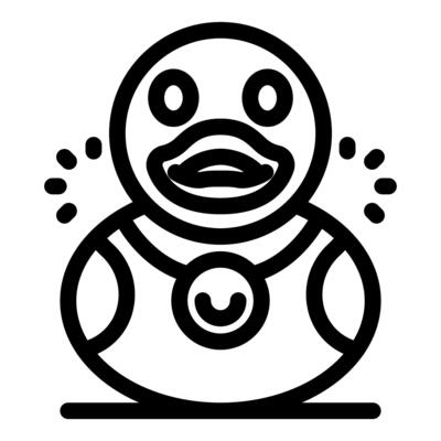 Cute rubber duck wearing medal smiling and talking