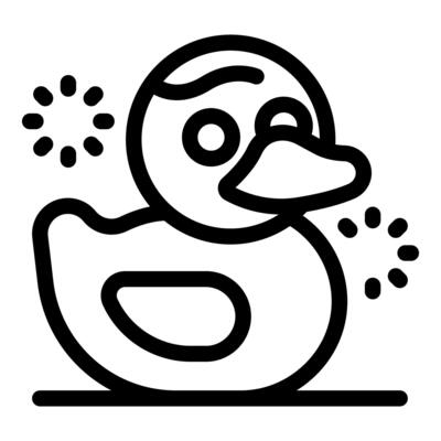 Cute rubber duck floating on water, creating sparkles and joy