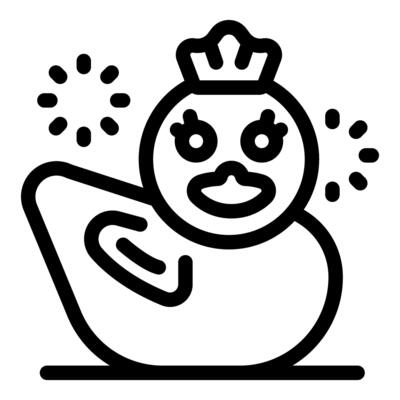 Queen rubber duck wearing crown and shining brightly