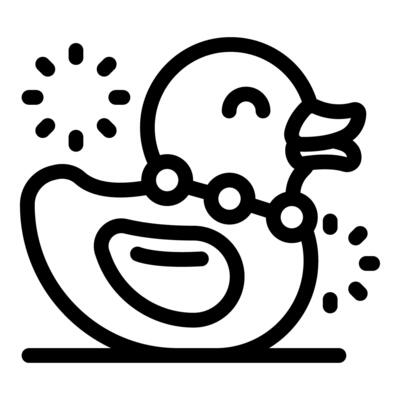 Cute rubber duck floating and shining, a symbol of childhood and bath time fun