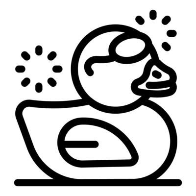 Rubber duck wearing sunglasses and eating pizza slice, having fun in summer